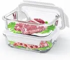 2 Pack(8.5 Cup) Large Glass Food Storage Containers with Lids, Meal Prep Contain