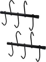 NouraVita 2Pcs Black Hook Tack Rack with 5 Swivel Hooks,Simply Hang it Over Fences, Horse Tack Holder Stall Barn