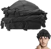 Adorila Cotton Durag Satin Lined Halo Turban Wraps, Unique Design Turban for Men & Women, Tassel Beanie for Causal Life