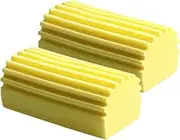 Damp Clean Duster Sponge, 2 Pack Magic Cleaning Sponge for Blinds, Glass, Baseboards - Efficient Baseboard Cleaner Tool, Radiator and Window Track Grooves Cleaner - Yellow