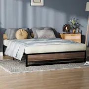 ALFORDSON Metal Bed Frame Platform King Size Base Wood