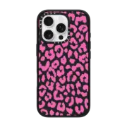 iPhone 16 Pro Impact Case Pink Transparent Leopard Print