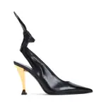 [Givenchy] Givenchy-Black And Golden Beauw 95mm Calf Leather Slingback-Donna 36 IT
