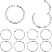[Beebeecraft] 1 Box 10Pcs Cartilage Hoop Earrings 316L Stainless Steel Nose Rings Helix Hinged Piercing Jewelry