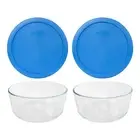 Pyrex 7203 7-Cup Glass Storage Bowl & 7402-PC Marine Blue Plastic Lid (2-Pack)