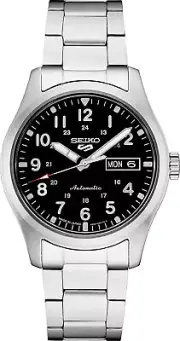 Seiko Men's 5 Automatic Watch 100 Meter Day Date Black Dial Watch SRPG27