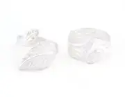 Leaf Ring Adjustable Shiny Silver Plated brass (17.5mm 7US inner size) 765