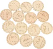 CIMAXIC 14pcs Month Commemorative Cards Wooden Monthly Milestone Cards for Photography