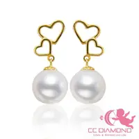 在飛比找momo購物網優惠-【CC Diamond】心心相印珍珠耳環(極品珍珠8-8.5
