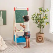 CostwayAdjustable Height Double Sided Easel with Magnetic Chalkboard for Toddlers
