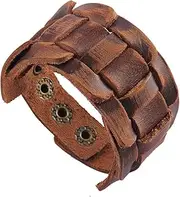 GelConnie Punk Leather Cuff Bracelet Adjustable Straps Wrap Bracelets Arm Armor Cuff Gothic Leather Wristbands for Men, Women