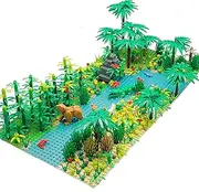 [Taken All] Forest Garden Building Sets Parts, Plants Trees Flowers Scenery Accessories Animals Building Bricks Toy Set Compatible with All Major Brands (2 Pieces 10" Base Plates, 580+ Pieces, Ages 6+)