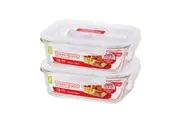 2PK Locknlock 630ml Euro Rectangular Borosilicate Glass Food Container Clear
