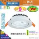 【舞光LED】LED-8W / 9cm。微笑崁燈 附變壓器 白款 4000K可選 可微調角度【燈峰照極my買燈】#25090