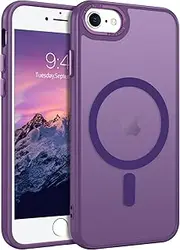 GUAGUA iPhone 6/6S/7/8/SE 2022/2020 Magnetic Case, Dark Purple, Compatible with MagSafe, Slim Shockproof Protective Phone Case