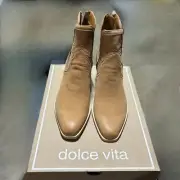 Dolce Vita Silvan Leather suede Western Booties Tan Sz 6 NWB