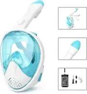 Snorkel Mask GoPro Mount Full Face 180° Panoramic View Diving Mask Set Phone Bag