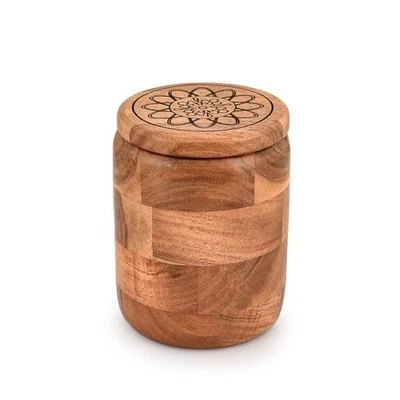 Kimona Food Jars & Canisters Acacia Wood round wooden storage jar with Lid for