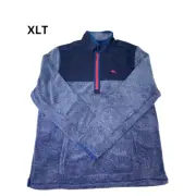 Tommy Bahama XLT Cascade Cozy Half Zip Sweatshirt Bering Blue