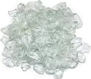 High Luster Fire Glass Gravel Stone,Broken Glass,Fire Pit Glass,Crushed Glass for Fireplace Pit Aquarium Garden Decoration,1-3cm,2-Pound Jar (Crystal/Transparent)