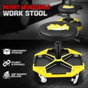 300lbs Adjustable Mechanics Rolling Seat Creeper Garage Stool Work Chair Yellow