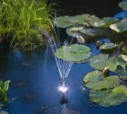 Day/Night Solar POND WATER Fountain Feature PUMP W/ Battery LED Light