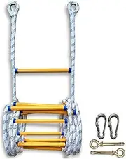Emergency Fire Escape Ladder Flame Resistant Safety Rope Ladder with Hooks, Fast to Deploy Easy to Use Compact,Easy to Store (Size : 30m/98.4ft)