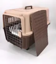 YES4PETS Brown Large Dog Puppy Cat Crate Pet Carrier Cage With Tray, Bowl & Whee