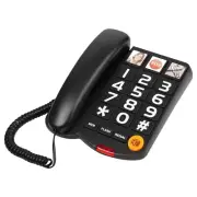 Big Button Land Line Phone With SOS Hearing Aid Compatible Speaker Black