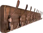 Coat Rack Wall Mounted - 38.6" Long, Wooden, Heavy Duty, Rustic Coat Hooks for W
