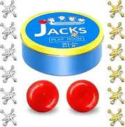 Metal Jacks Game with Ball for Kids Classic Game-2 Balls Set 12 Metal Jax