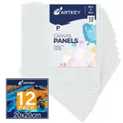 Canvas Panels 8x8 Inch 12-Pack 10 oz Double Primed Acid-Free 100% Cotton Blan...