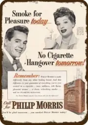 1952 LUCY LUCILLE BALL DESI ARNAZ Smoke Cigarette DECORATIVE REPLICA METAL SIGN