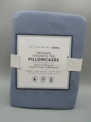 Pottery Barn Favorite Tee Pillowcases Blue Standard Set of Two 9516C
