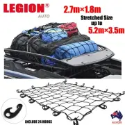 Heavy Duty Cargo Net UTE Trailer Car Net 2.7Mx1.8M Mesh Bungee Cord 24Pcs Hook