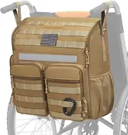 [SunForMorning] Wheelchair Backpack Bag, Wheelchair Bag to Hang on Back with Medicine Storage Insulation Pocket & Reflective Stripe, Brown