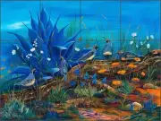 Ceramic Tile Mural Backsplash Libby Southwest Agave Quail Bird Art SLA050