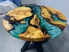 Round Resin Epoxy Table Acacia Wooden Resin Art Dining Epoxy Live Edge Table top