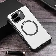 [Jarttarn] Fashionable and Fall Resistant Case Compatible with Google Pixel 9 Pro Fold Magnetic Leather Soft Phone Case Cover for Pixel 9 Pro Fold (White)