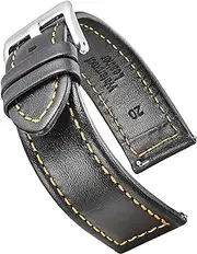 [STUNNING SELECTION] Alpine Genuine Waterproof Leather Watch Band with Quick Release Spring Bars - Leather Watch Strap 18mm, 20mm, 22mm, 24mm - Black, Brown