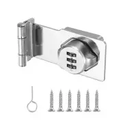 3.5" Combination Rotary Hasp Latch Lock 3-Digit Password 90° Cabinet Silver
