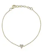 Moon & Meadow 14K Yellow Gold Diamond Pave Heart chain Bracelet - Exclusive