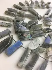 Labradorite Graduated Irregular Slice Stick Points Beads 11-40mm 15.5" Strand