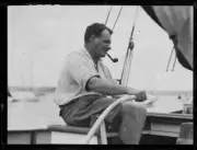 Mr Lee K Murray at the tiller of his yacht Day Dream, NSW, 2 Decemb- Old Photo