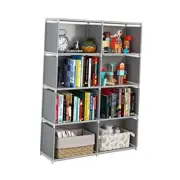 5-Tiers Closet Storage Organizer with Fabric Cloth at Back，Double 8 Cubes Grey