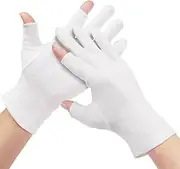 4 Pairs Cotton Moisturizing Gloves Touchscreen, 100% White Cotton Gloves for Dry Hands, Eczema, Sleeping, Overnight, Lotion & Spa Treatment, Moisturizing Night Gloves