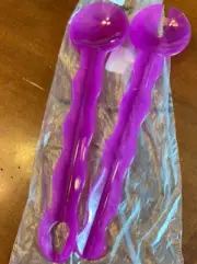 Tupperware Impressions Salad Serving Tongs Set Interlocking Purple New