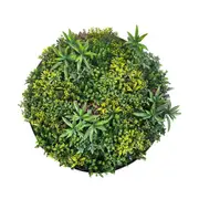 YES4HOMES Artificial Green Wall Plant Panel Disc Garden Flower Art 100cm Grassy UV Resistant-Fireworks Black Frame
