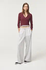 [Cotton On Women] Cotton On Women - Retro Super Wide Leg Pant - Soft grey marle/white M SOFT GREY MARLE/WHITE