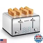 Geek Chef Stainless Steel Toaster 4 Slice, with Extra Wide Slots for Bagels,